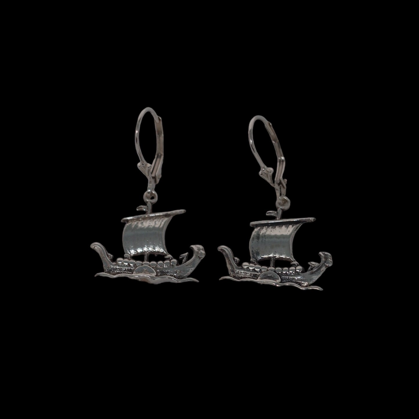 Estonian | Medium Viking Boat Earrings - 925 Sterling Silver