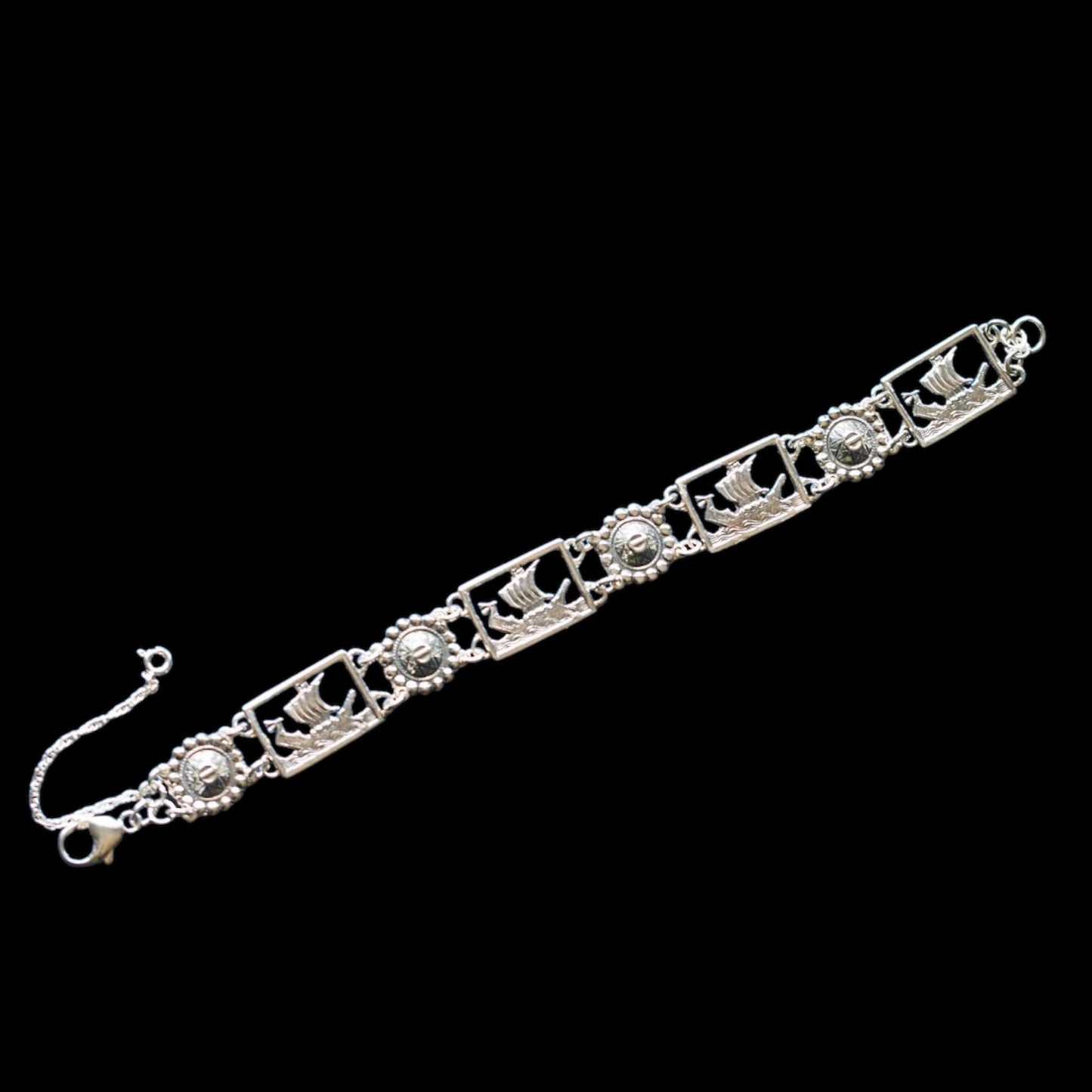 Estonian | Viking Boat & Shield Bracelet - Sterling Silver