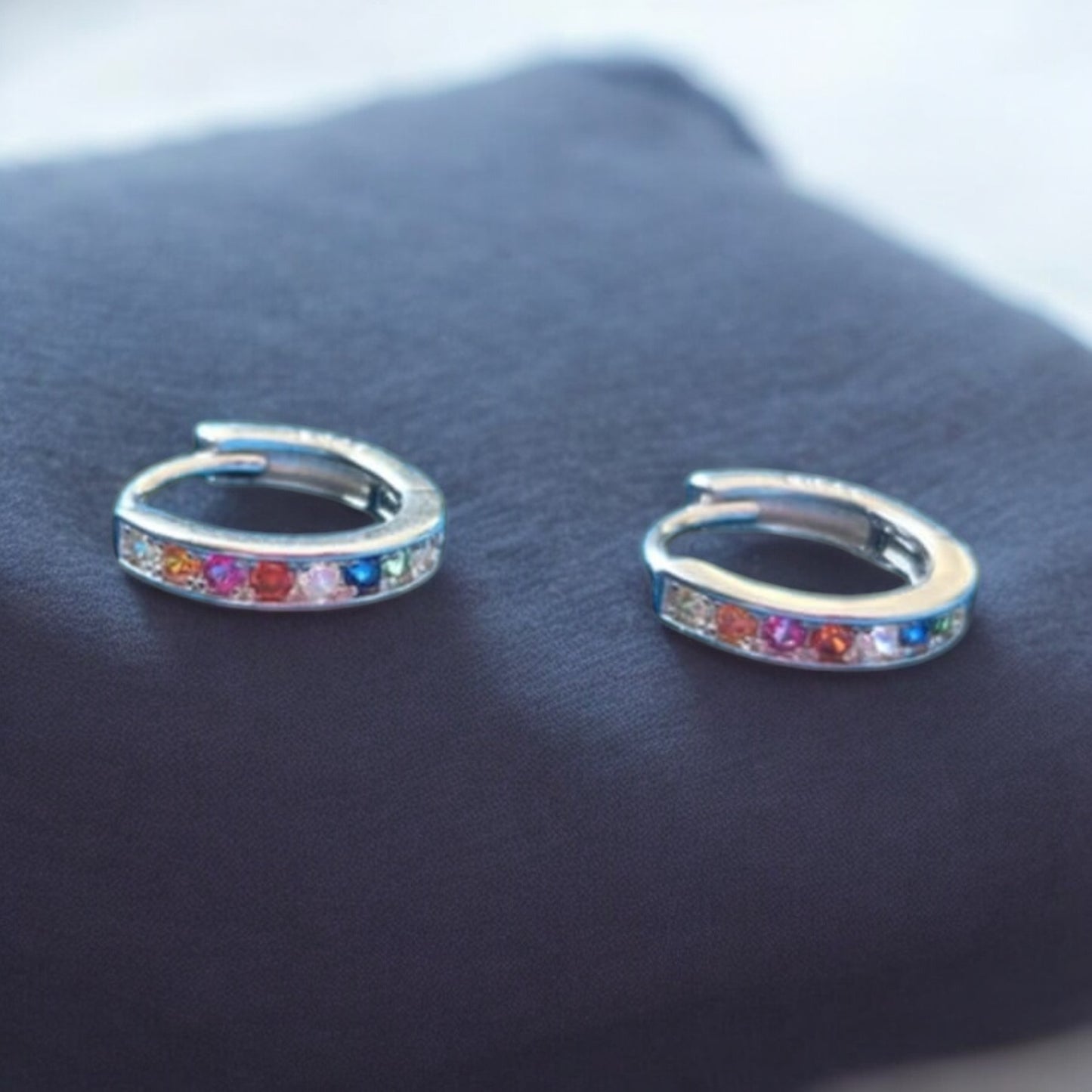 Rainbow | Huggie Earrings - 925 Sterling Silver
