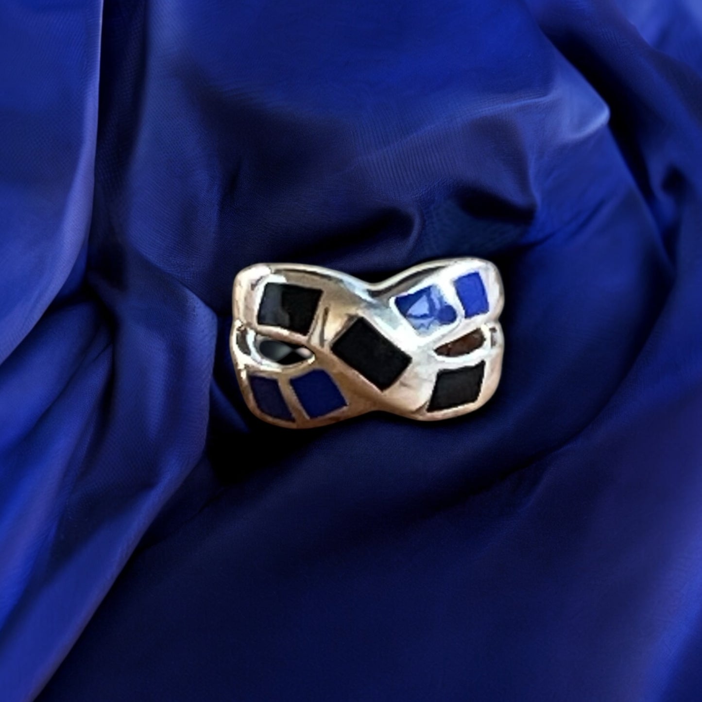 Estonian | Lapis & Onyx Ring - 925 Sterling Silver