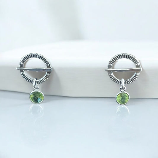 Estonian | Birthstone Viking Shield Earrings - 925 Sterling Silver