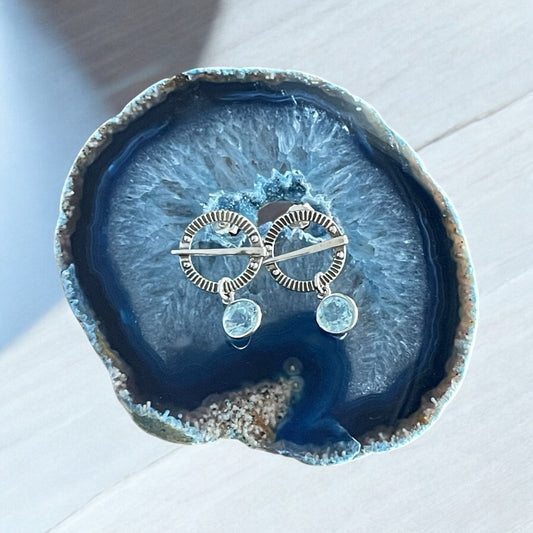 Estonian | Birthstone Viking Shield Earrings - 925 Sterling Silver