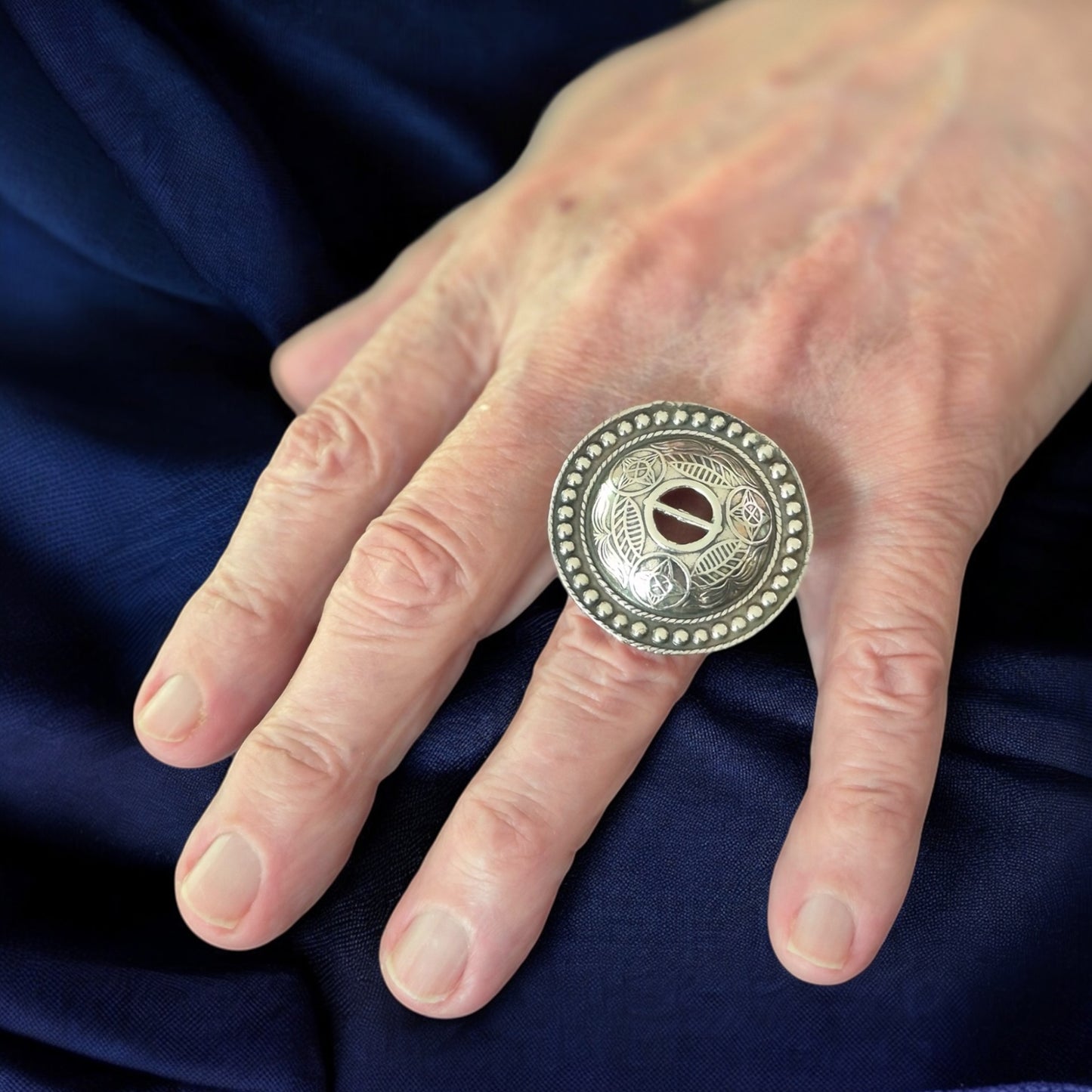 Estonian | Large Shield Ring - 925 Sterling Silver