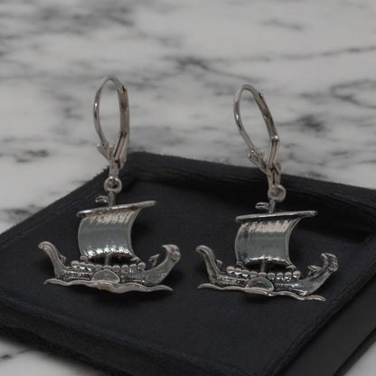 Estonian | Medium Viking Boat Earrings - 925 Sterling Silver