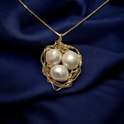 Cultured Pearls | Nest of Life Necklace - 925 Sterling Silver or 14K Gold Fill