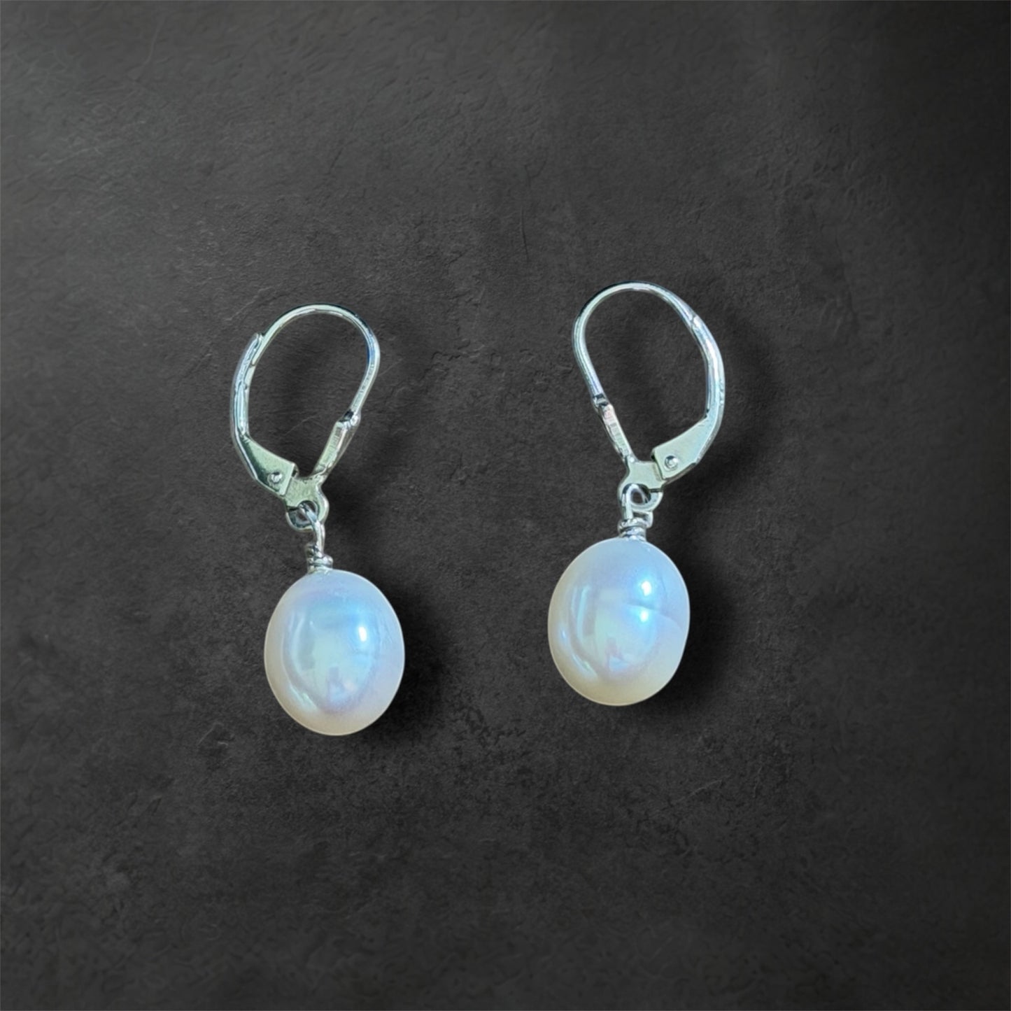 Cultured Pearl | 10mm White | Leverback Earrings - 925 Sterling Silver