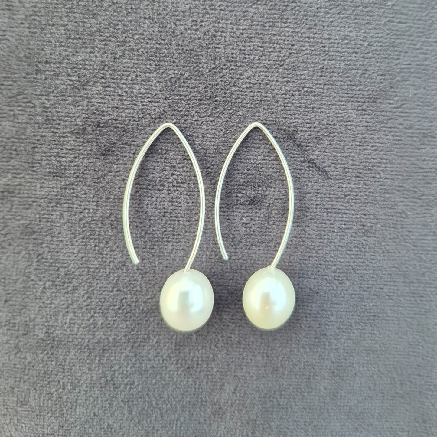 Cultured Pearl | 10mm long hoops | Earrings - 925 Sterling Silver