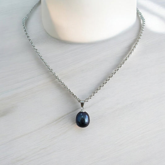 Cultured Pearl | 10mm Pendant Necklace | Standard Bail - 925 Sterling Silver