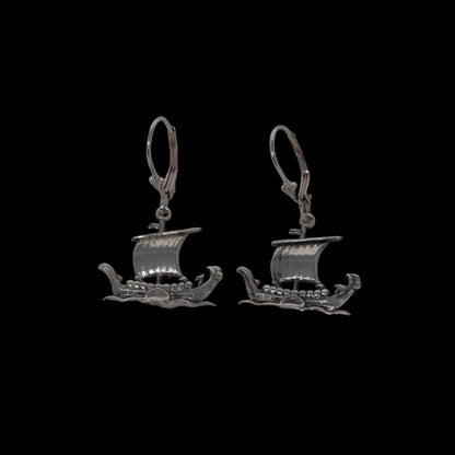 Estonian | Medium Viking Boat Earrings - 925 Sterling Silver