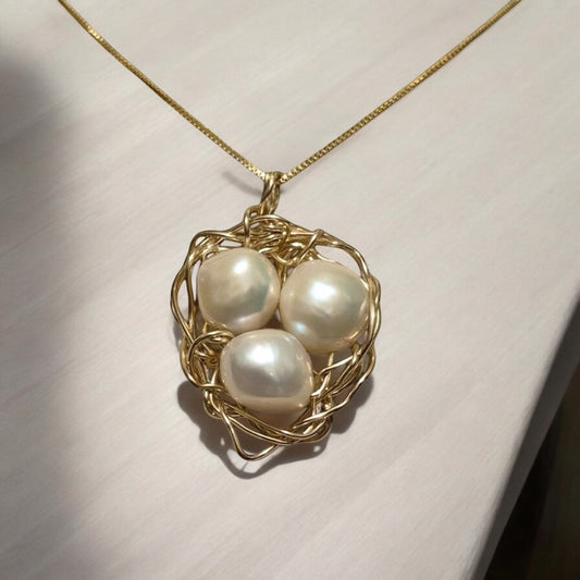 Cultured Pearls | Nest of Life Necklace - 925 Sterling Silver or 14K Gold Fill