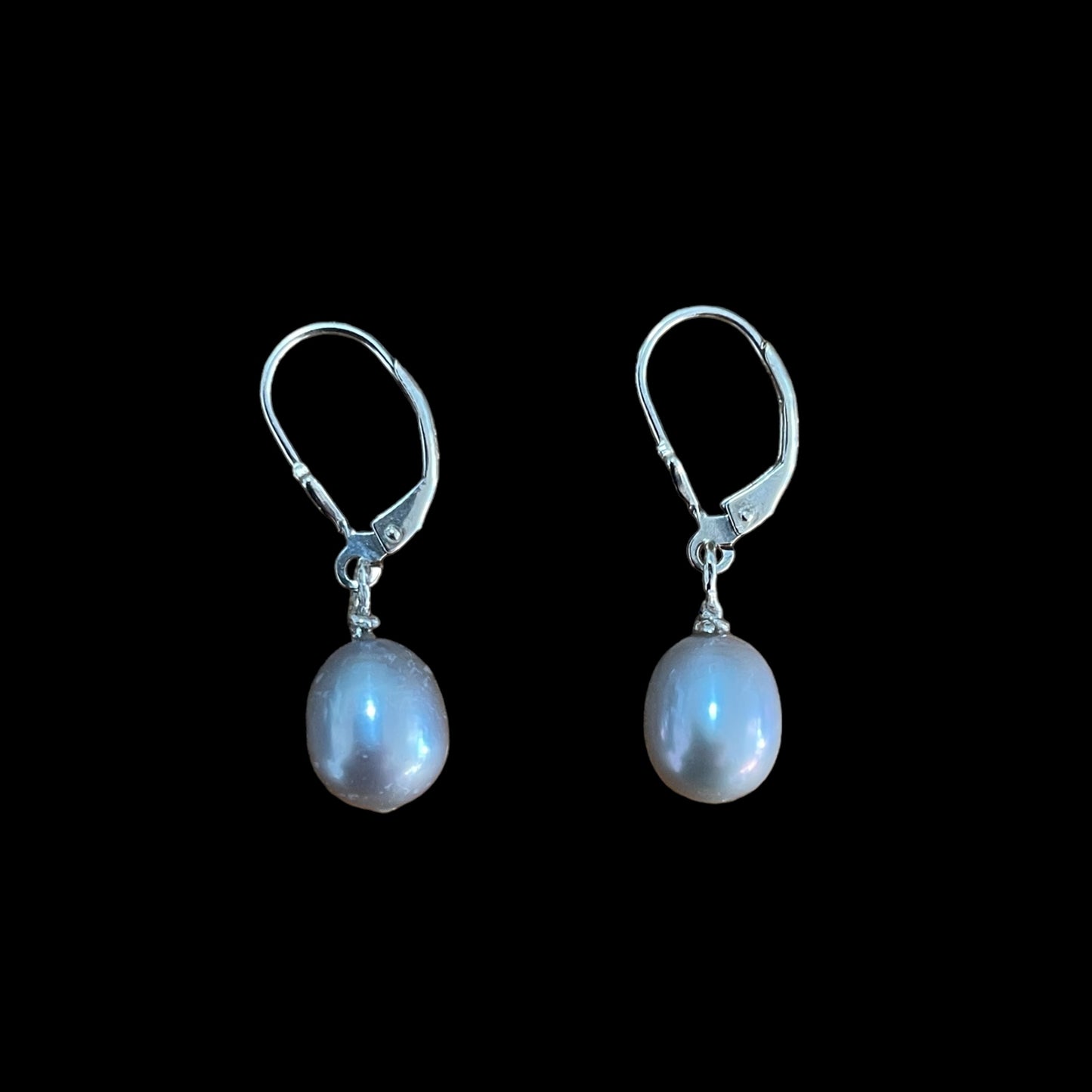 Cultured Pearl | 10mm Grey | Leverback Earrings - 925 Sterling Silver