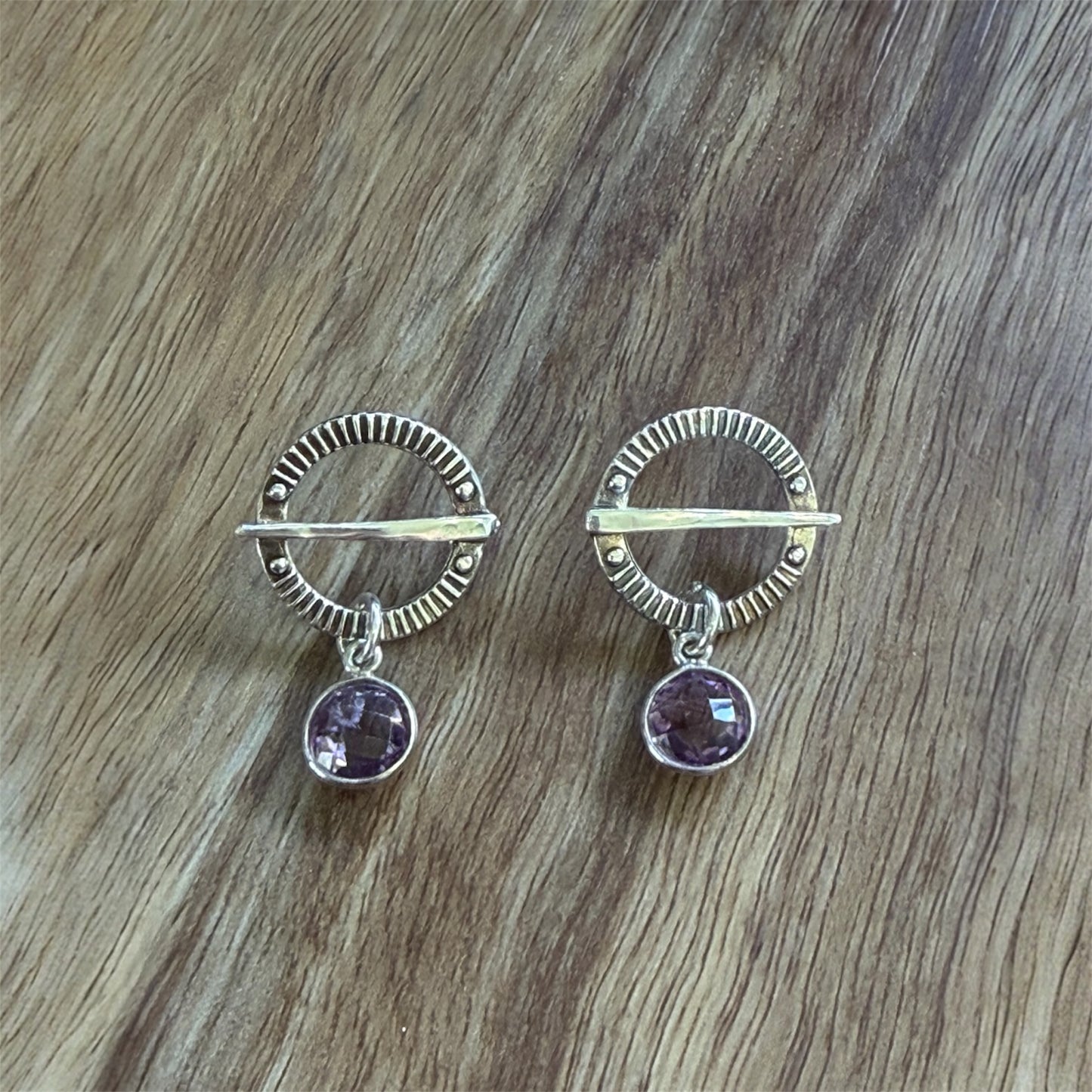 Estonian | Birthstone Viking Shield Earrings - 925 Sterling Silver