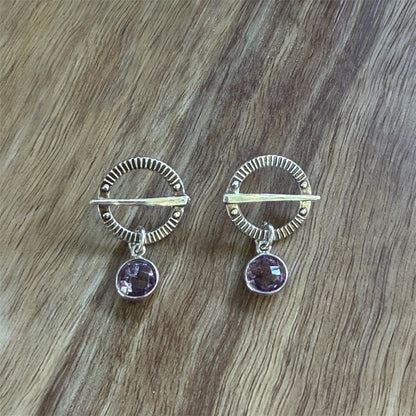 Estonian | Birthstone Viking Shield Earrings - 925 Sterling Silver