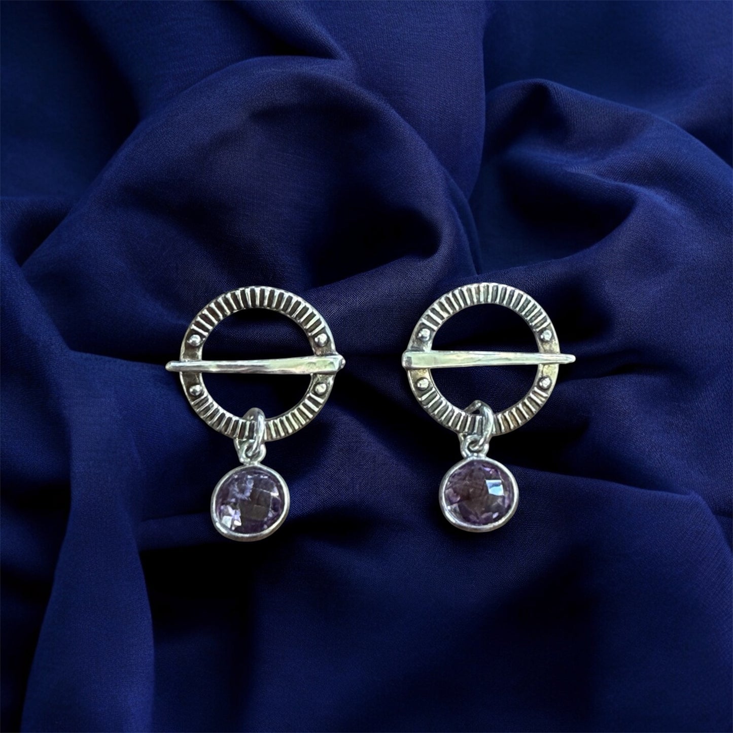 Estonian | Birthstone Viking Shield Earrings - 925 Sterling Silver