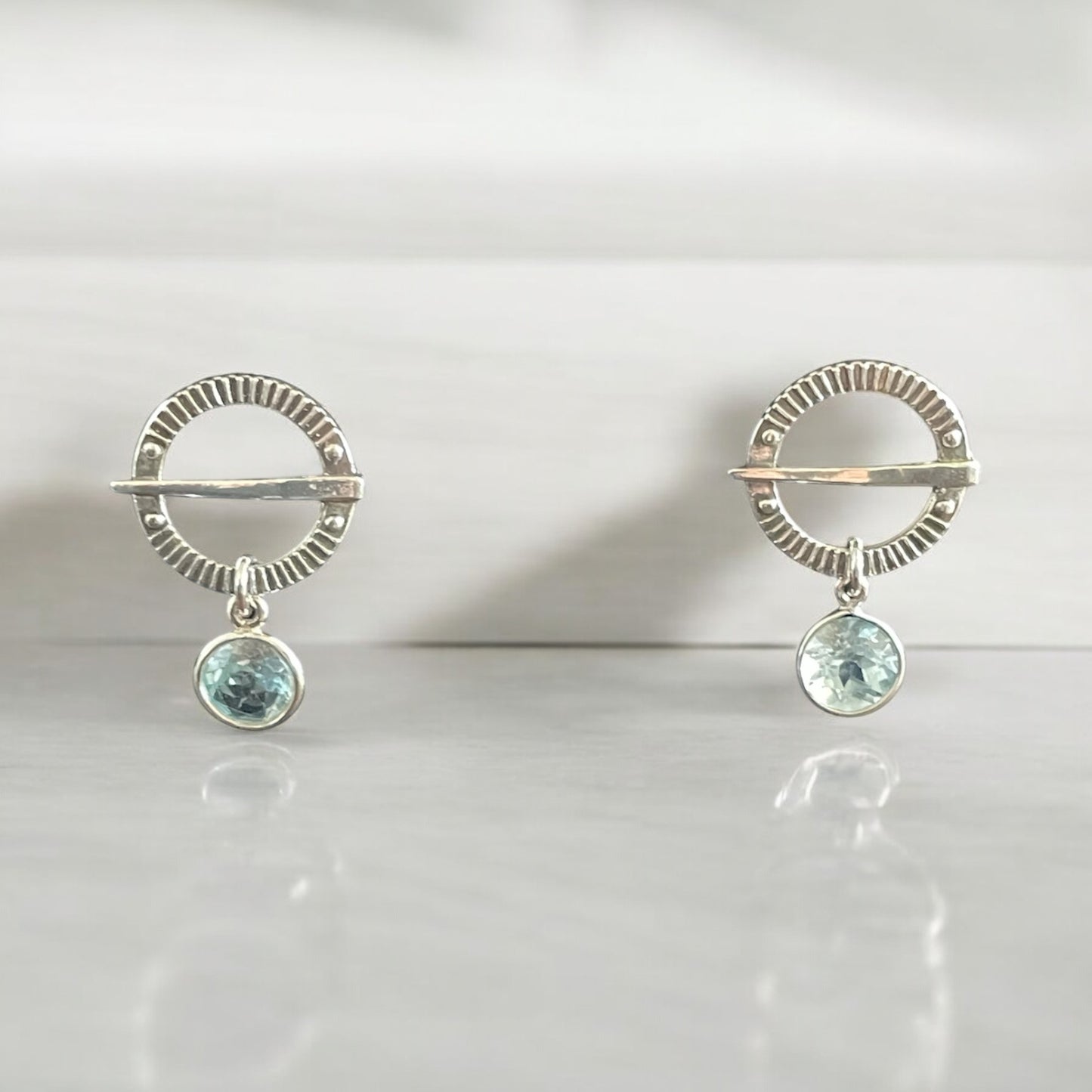 Estonian | Birthstone Viking Shield Earrings - 925 Sterling Silver