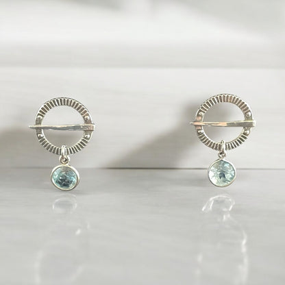 Estonian | Birthstone Viking Shield Earrings - 925 Sterling Silver