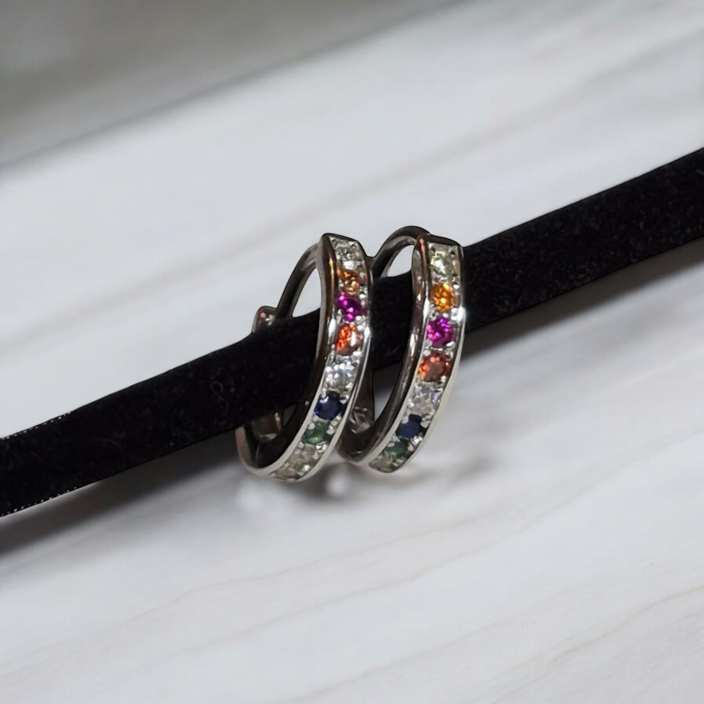 Rainbow | Huggie Earrings - 925 Sterling Silver