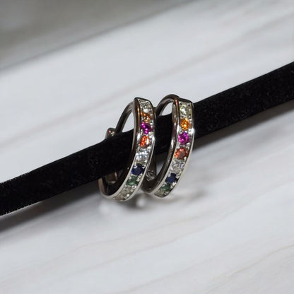 Rainbow | Huggie Earrings - 925 Sterling Silver