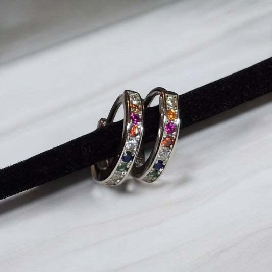 Rainbow | Huggie Earrings - 925 Sterling Silver