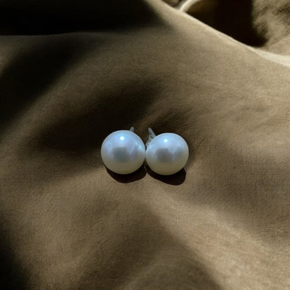 Cultured Pearl | 10mm Stud Earrings - 925 Sterling Silver