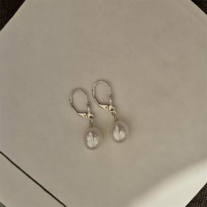 Cultured Pearl | 10mm White | Leverback Earrings - 925 Sterling Silver