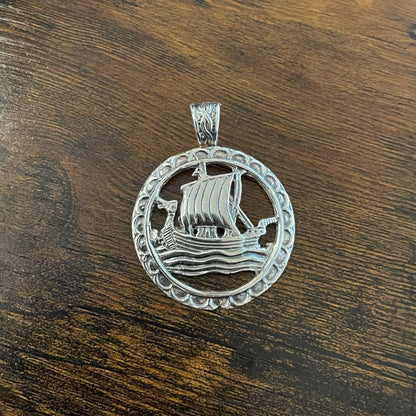 Estonian | X-Large Viking Boat Necklace - 925 Sterling Silver
