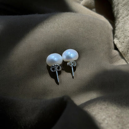 Cultured Pearl | 10mm Stud Earrings - 925 Sterling Silver