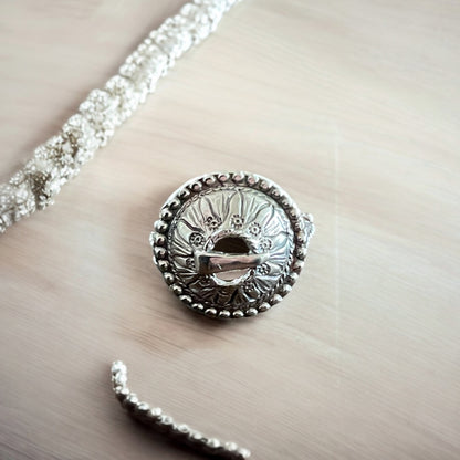 Estonian | Medium Brooch Shield Ring - 925 Sterling Silver