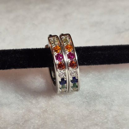 Rainbow | Huggie Earrings - 925 Sterling Silver