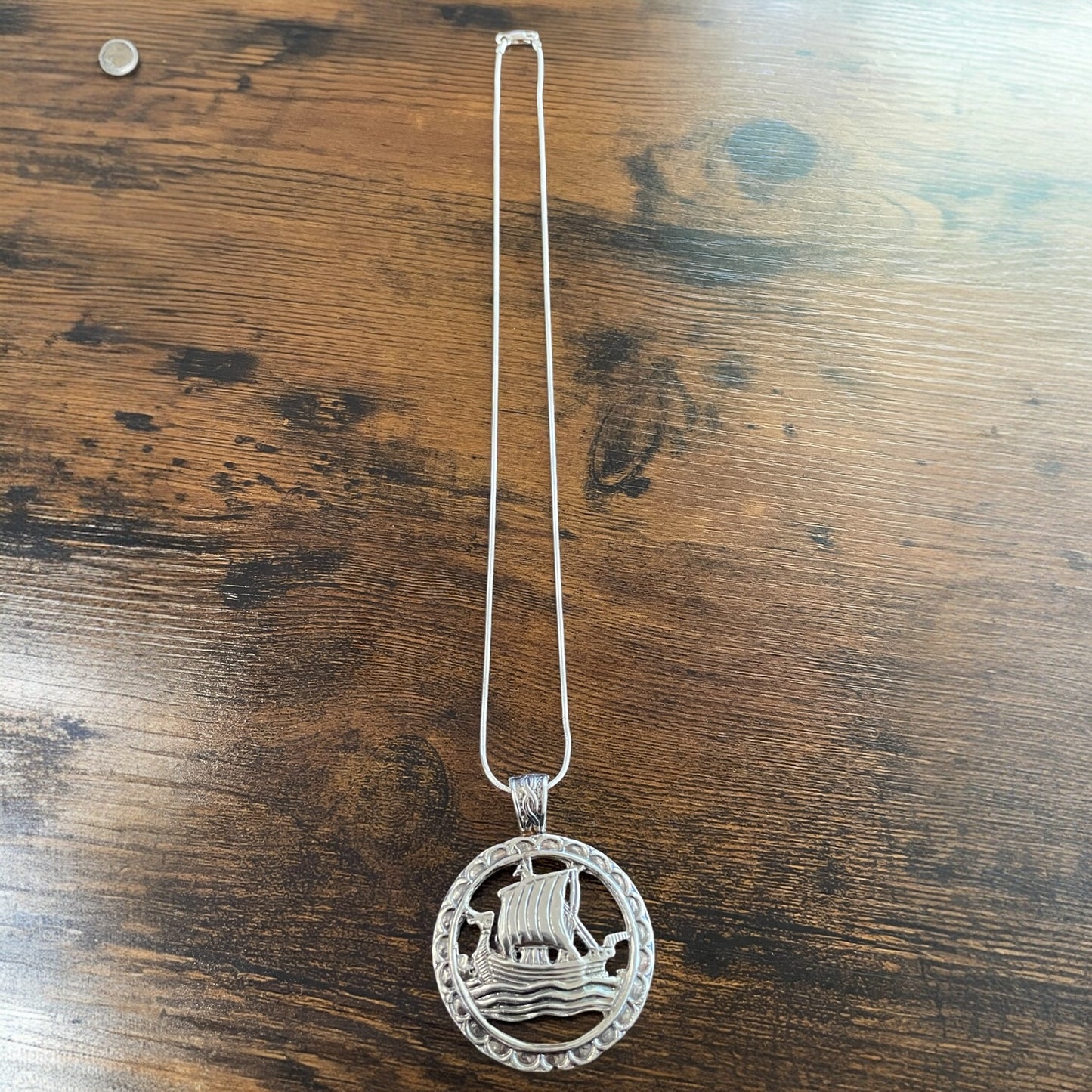 Estonian | X-Large Viking Boat Necklace - 925 Sterling Silver