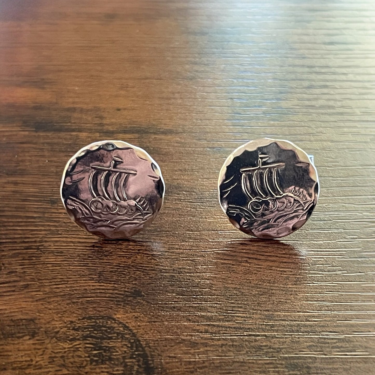 Estonian | Viking Boat Cufflinks - 925 Sterling Silver