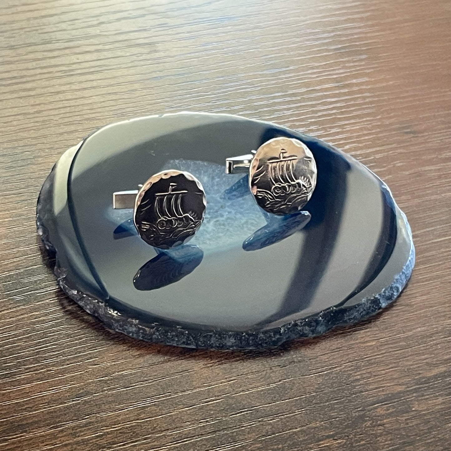 Estonian | Viking Boat Cufflinks - 925 Sterling Silver