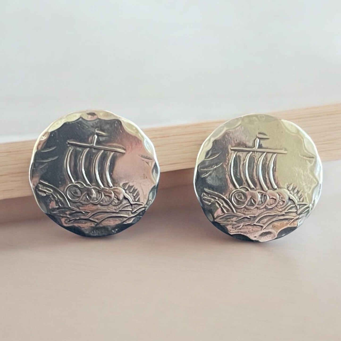 Estonian | Viking Boat Cufflinks - 925 Sterling Silver