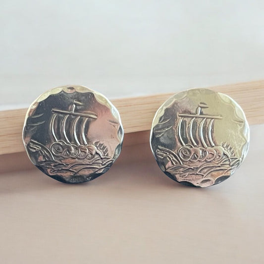 Estonian | Viking Boat Cufflinks - 925 Sterling Silver